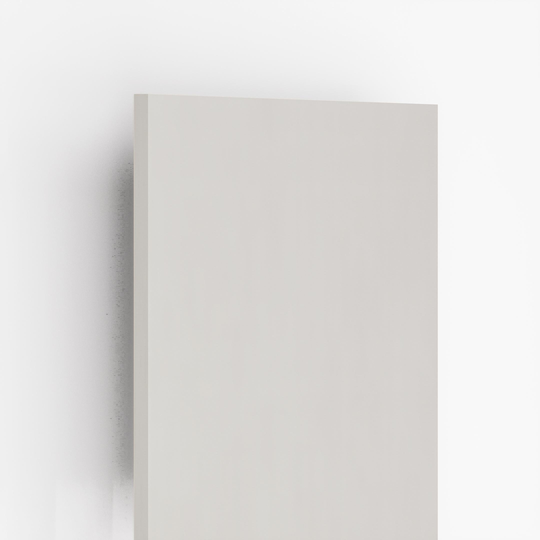 White metallic laminate sheet with texture finish, plain surface, visible edge and subtle shadow on white background.