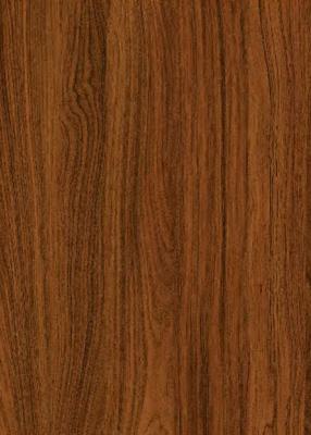Brown wood grain laminate with textured finish and dark streaks, showing a natural wood pattern and vertical grain direction