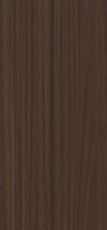 Brown wooden laminate with suede finish and wood grain texture, showing vertical wood pattern and subtle sheen.