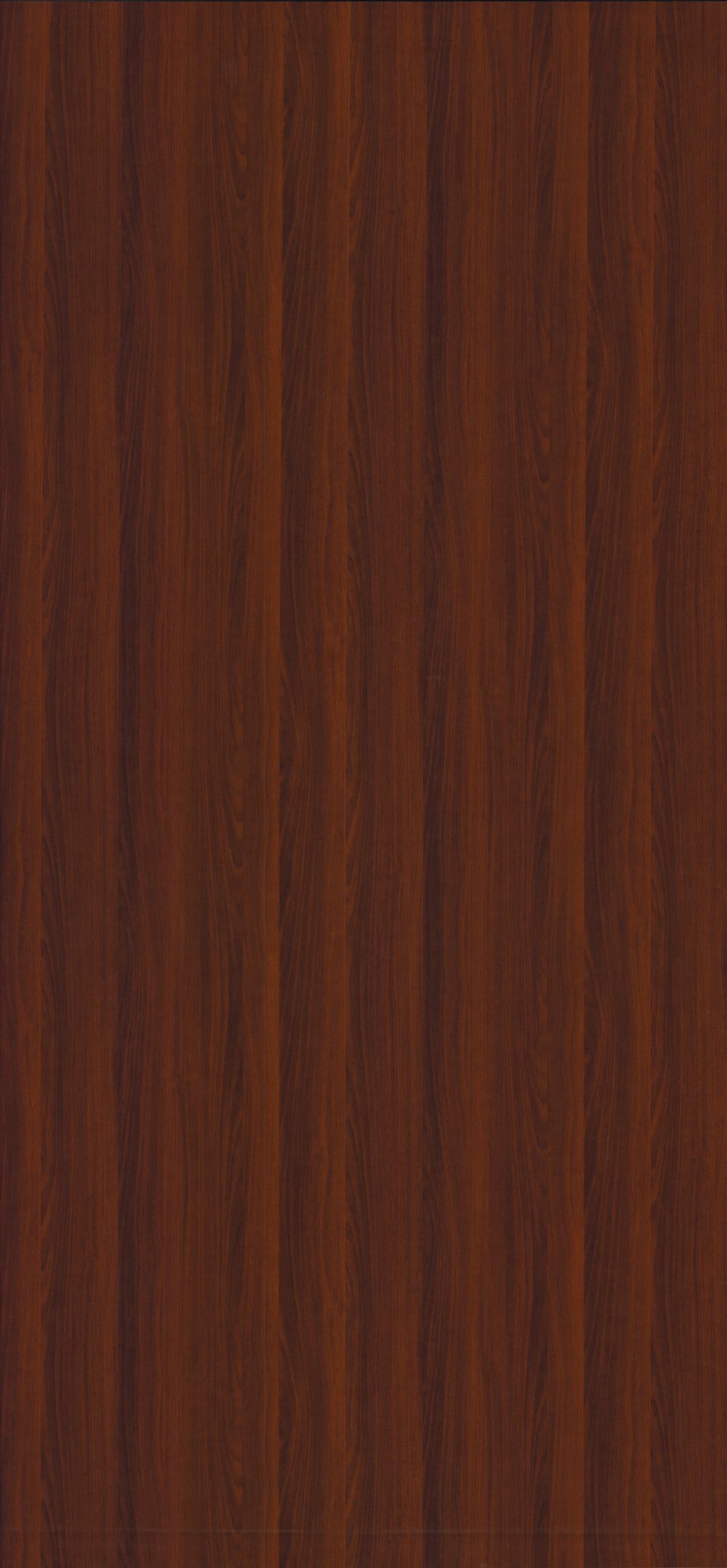 Brown wooden laminate with suede finish and wood grain pattern, showcasing vertical wood texture and dark brown color
