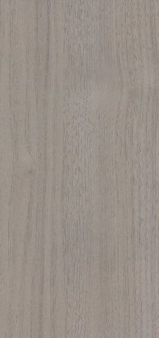Grey wood grain laminate with suede finish and subtle texture, displaying a realistic wood pattern with vertical grain lines.