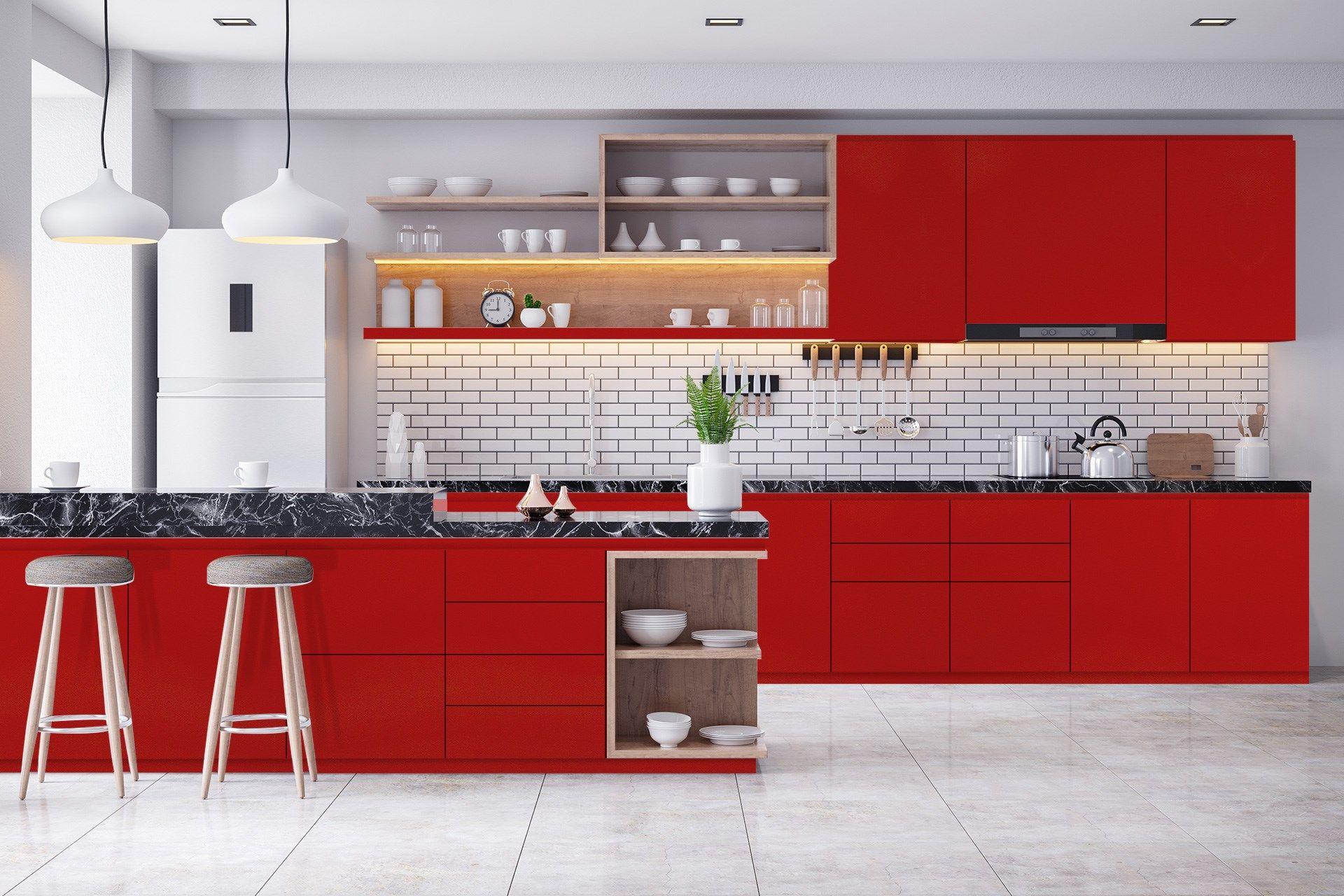 Red Flame Plain Laminate 8x4 ft High Gloss 1 mm - 93622 NGL