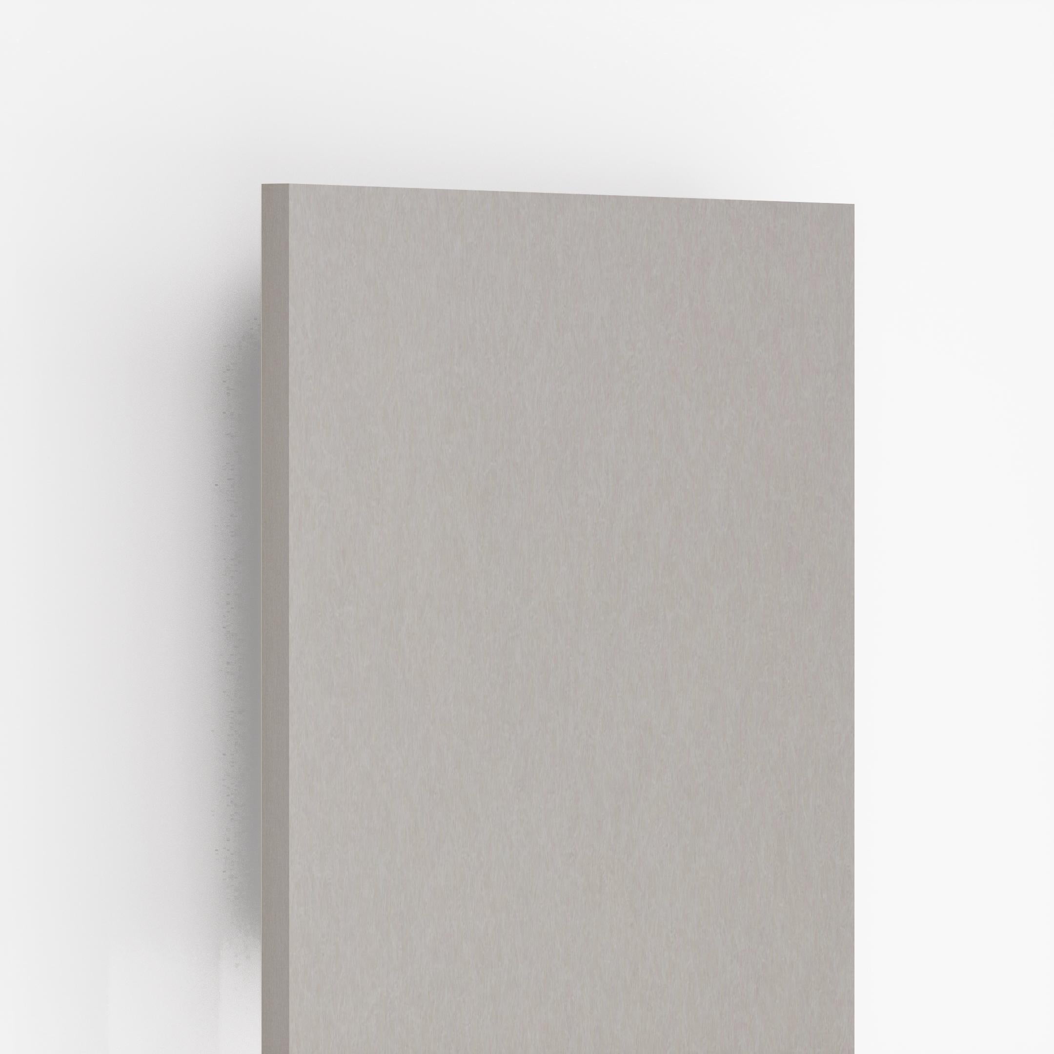 Grey suede finish laminate with subtle texture and smooth edge, solid color design.