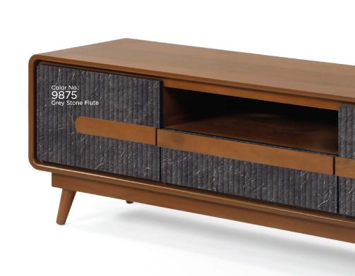 Grey Stone Flute Fluted Laminate 8x4 ft Texture 1 mm - 9875 A