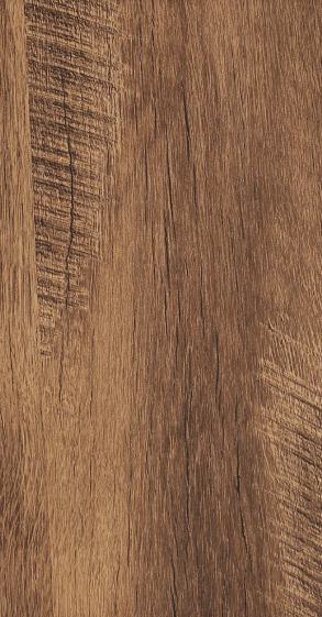 Brown wood grain laminate with textured finish and visible wood pattern and grain details