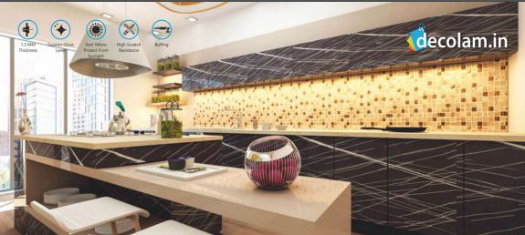 Black Lines Marble & Stone Laminate 8x4 ft High Gloss 1.5 mm - ARC 9629