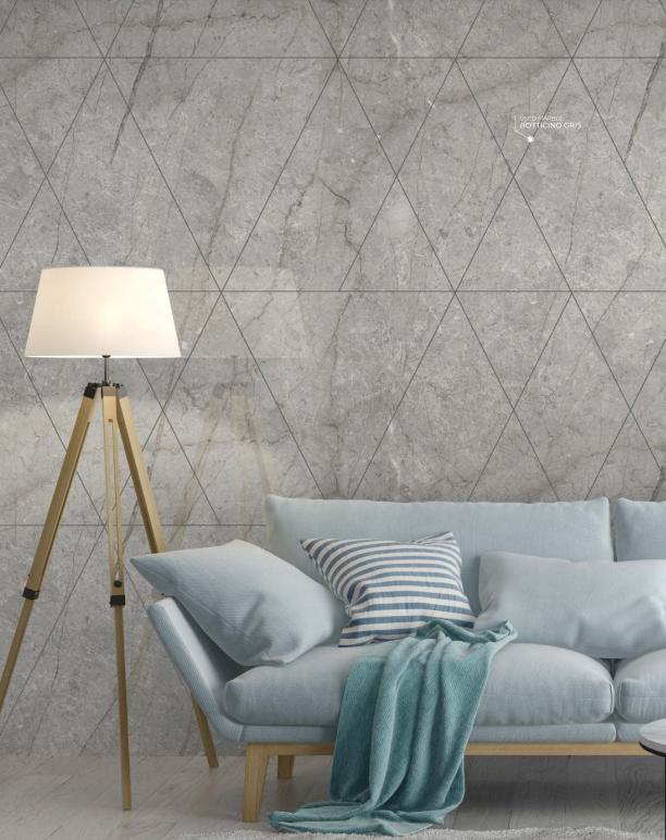 Marble & Stone Laminate 8x4 ft High Gloss 1.5 mm - Botticino Gris