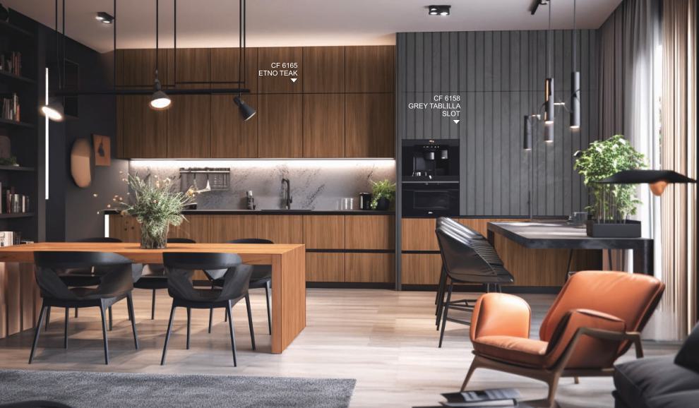 Grey Tablilla Slot Wood Laminate 8x4 ft Texture 1 mm - CF 6158