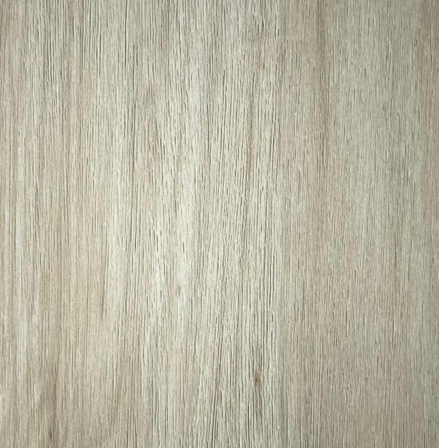 Grey wood grain laminate with textured finish and vertical wood pattern.