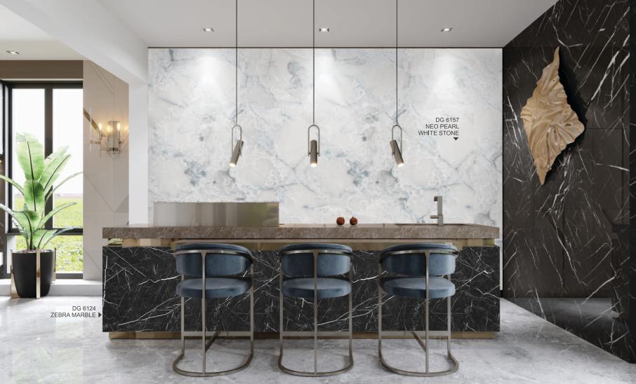 Neo Pearl White Marble & Stone Laminate 8x4 ft High Gloss 1 mm - DG 6157