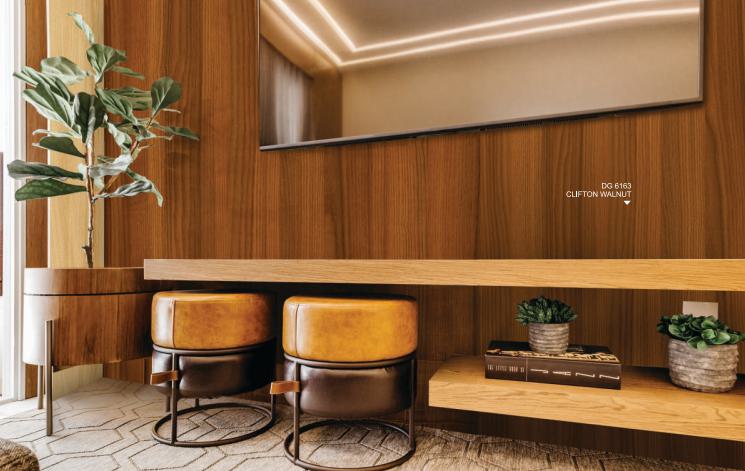 Clifton Walnut Wood Laminate 8x4 ft High Gloss 1 mm - DG 6163