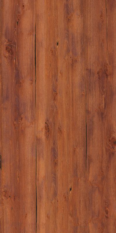 Brown wood grain laminate with textured finish and visible wood pattern and knots.