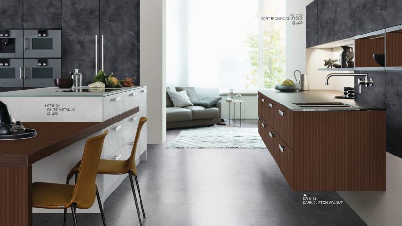 Dark Clifton Walnut Fluted Laminate 8x4 ft Texture 1 mm - DR 6164