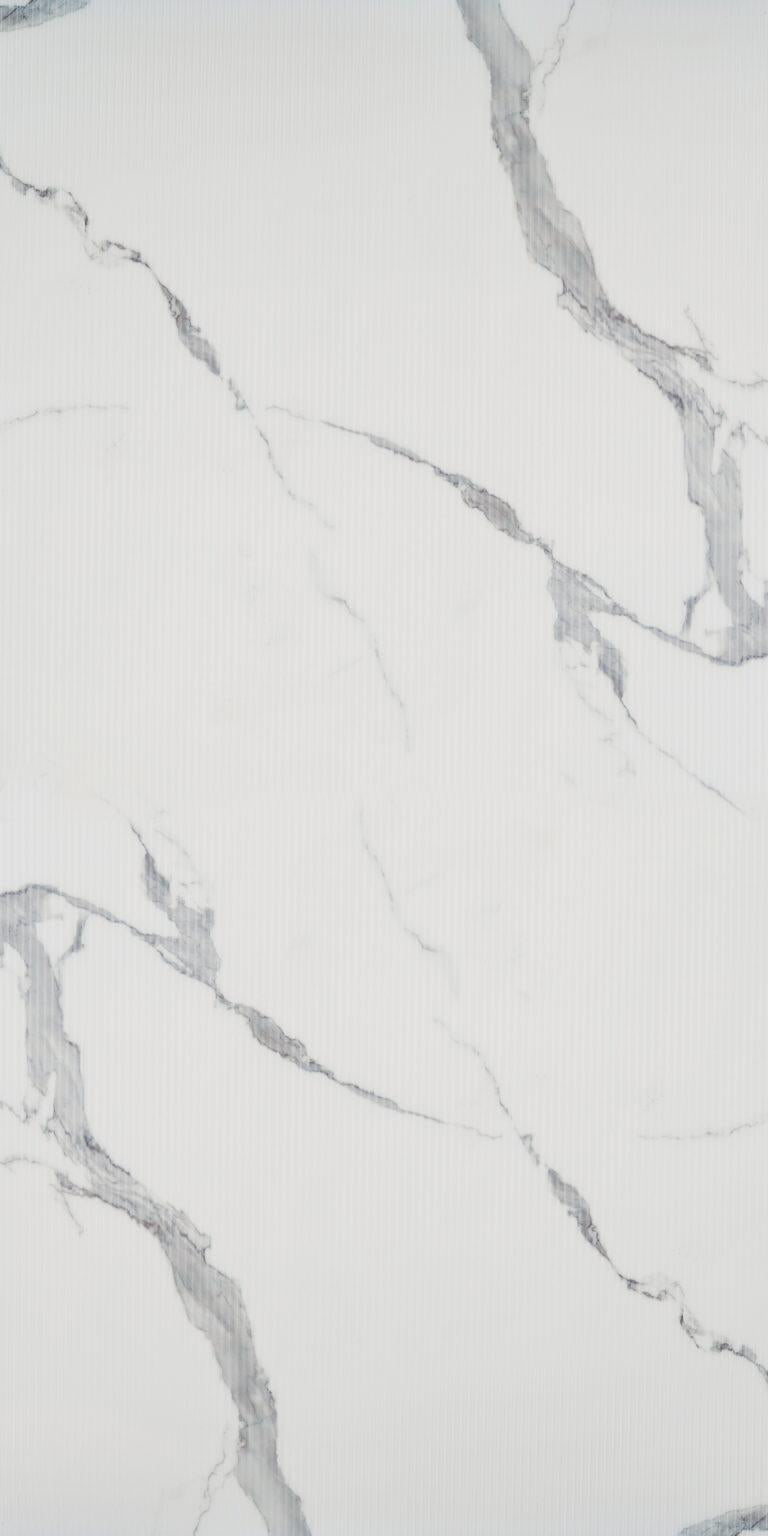 Advance Laminates Calcite White Flute Stone 8x4 ft High Gloss marble & stone laminates White FL_3107
