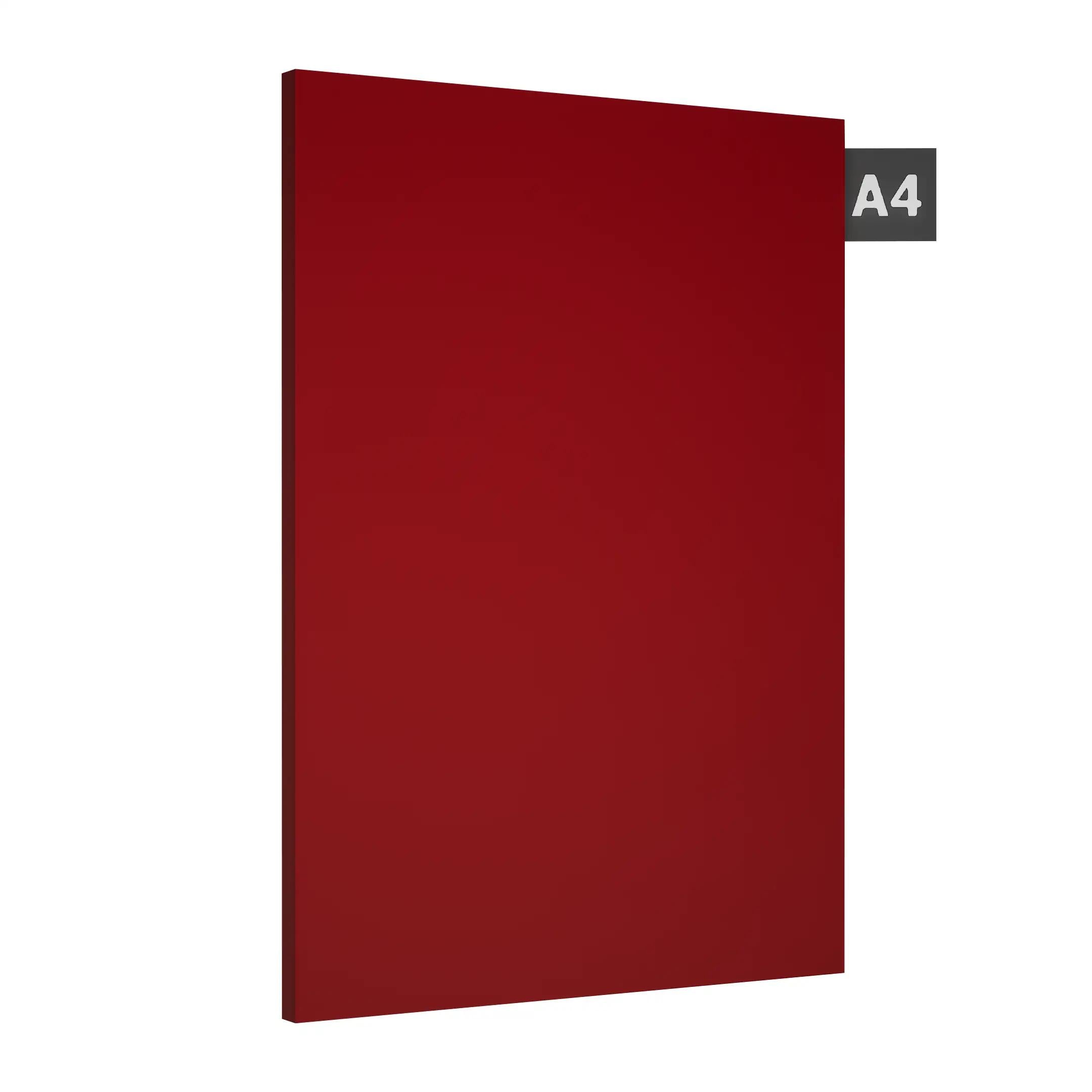 Red plain laminate sheet with textured finish and visible edge, labeled A4.