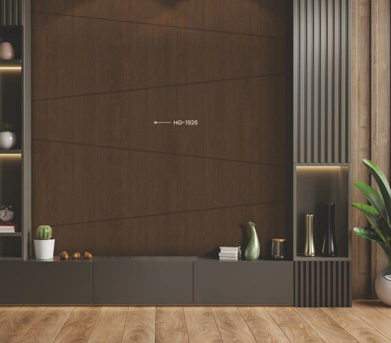 Cocoa Pine Wood Laminate 8x4 ft High Gloss 1 mm - HG 1926