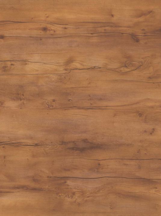 Brown wood grain laminate with textured finish and visible wood pattern and knots.