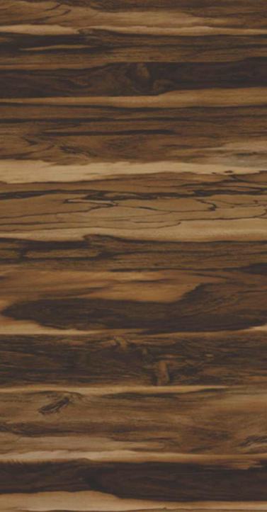 Brown wood grain laminate with textured finish and dark streaks, showing natural wood pattern and grain variation.
