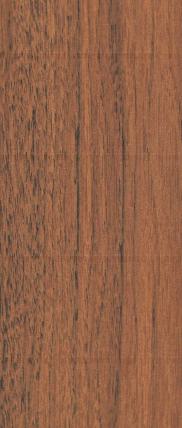 Brown wood grain laminate with textured finish showing vertical wood pattern and dark streaks
