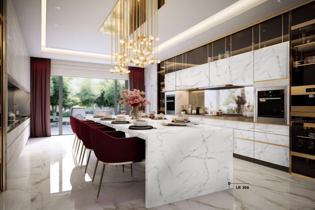 Statuario Marble & Stone Laminate 8x4 ft High Gloss 1.5 mm - LR 306