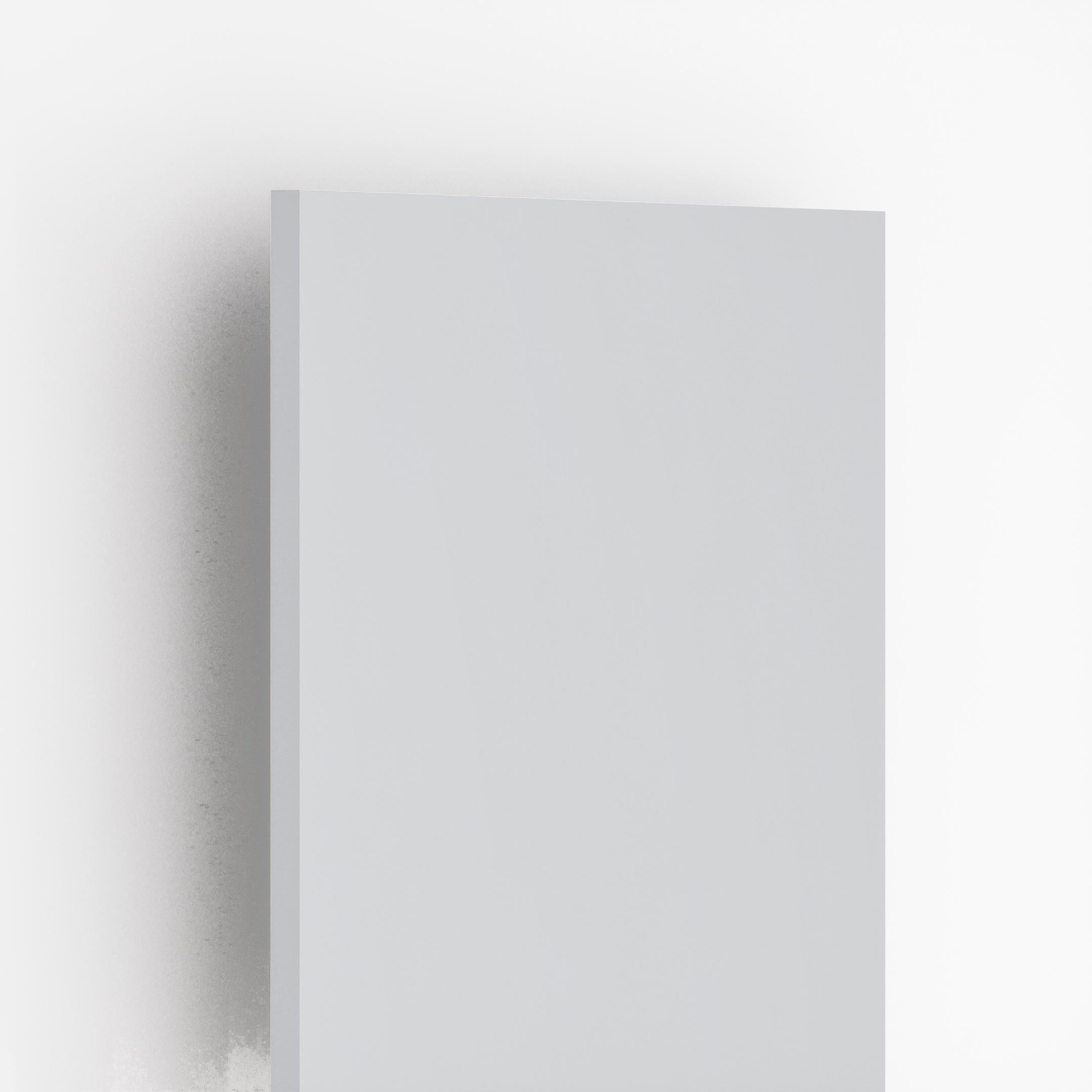 White plain laminate with textured finish and visible edge, showing thickness and matte sheen.