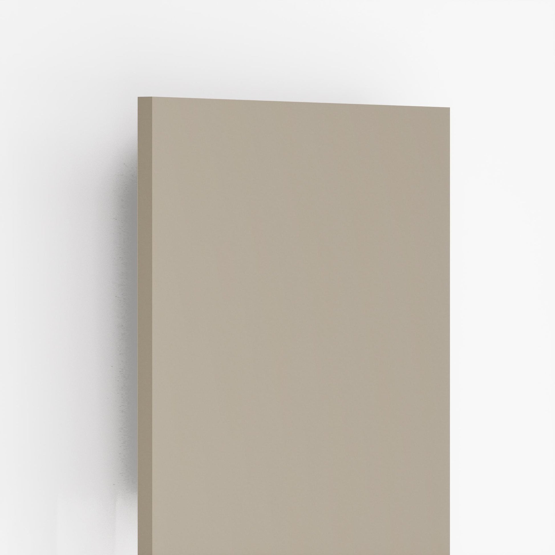 Beige suede finish plain laminate sheet with matte texture and smooth edge visible in product view