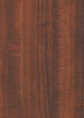 Brown wood grain laminate with textured finish and vertical wood pattern, showing natural grain and subtle sheen.