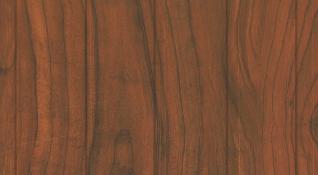 Brown wood grain laminate with textured finish and dark streaks, showcasing wood pattern and texture in a brown laminate