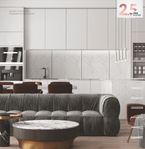 Reeded Marble & Stone Laminate 8x4 ft 2.5 mm - Rd 4401