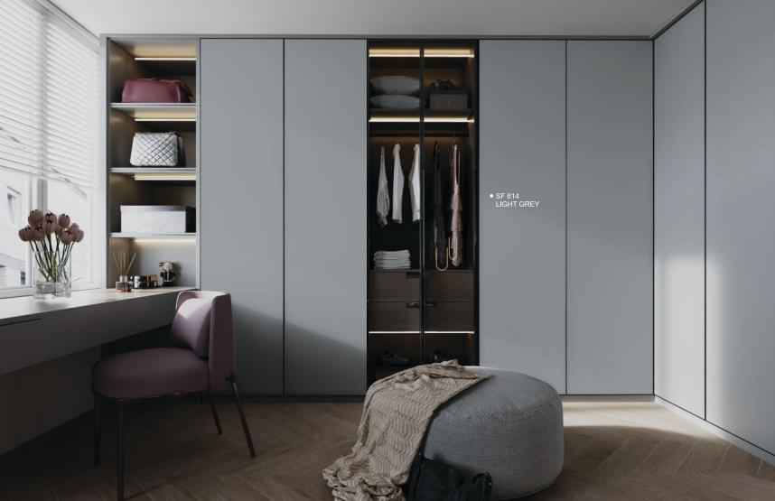 Light Grey Plain Laminate 8x4 ft Suede 1 mm - SF 614