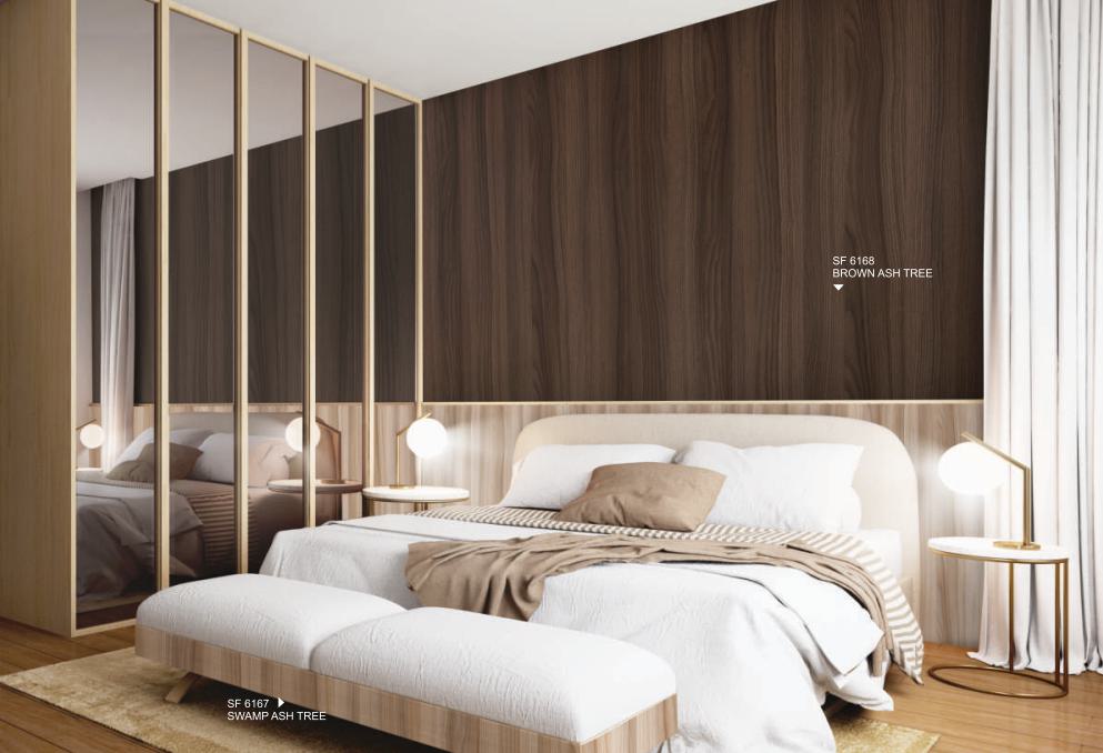 Brown Ash Tree Wood Laminate 8x4 ft Suede 1 mm - SF 6168