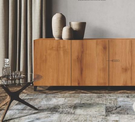Brown wood grain laminate texture on cabinet doors with visible grain pattern and smooth finish in a modern room setting
