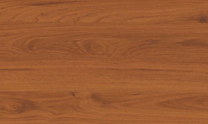 Brown wood laminate with textured wood grain pattern and visible knots, showing natural wood appearance and texture.