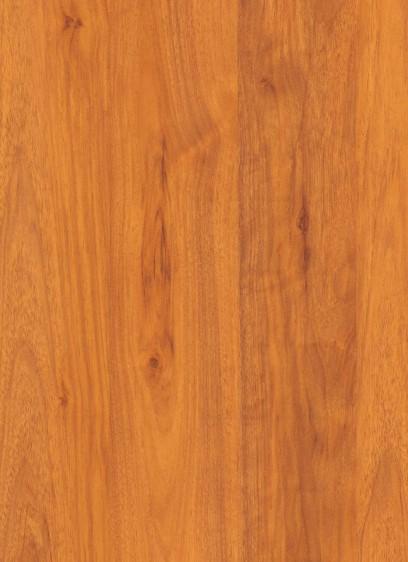 Brown wood laminate with textured finish and wood grain pattern, showing natural variations and knots.