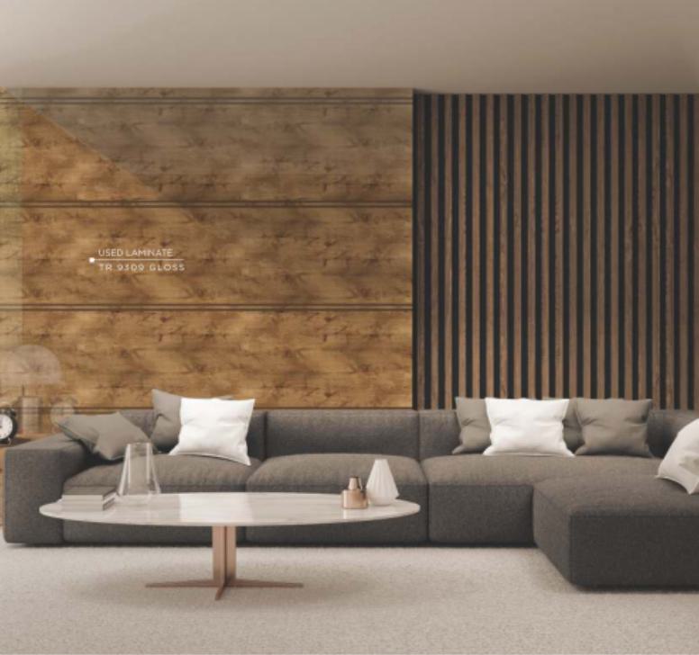 TR 9309 Chestnut Crotch 8 ft x 4 ft Gloss Finish PVC Woodero Series Veneer - 1.5 mm