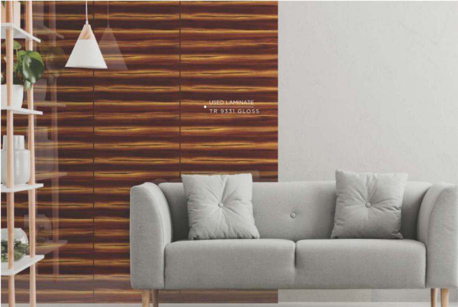 TR 9331 Smoke Coco Live Tree 8 ft x 4 ft Gloss Finish PVC Woodero Series Veneer - 1.5 mm
