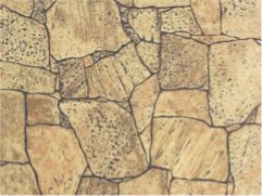 Brown textured designer louver wall panel with irregular stone pattern and dark grout lines, showcasing natural grain and