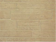 Beige textured marble wall panel with stone pattern and rough finish, displaying rectangular blocks and subtle grain