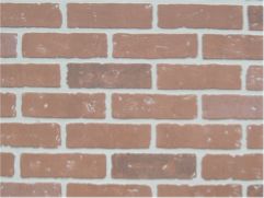 Red textured designer wall panel with brick pattern, Fashion Wall louver product, visible texture and white grout lines