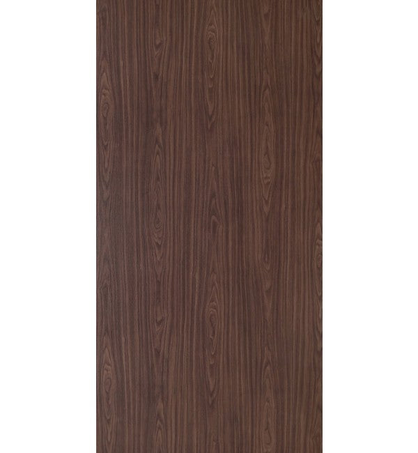 Brown wood grain decorative laminate with barrel finish and vertical wood pattern texture.