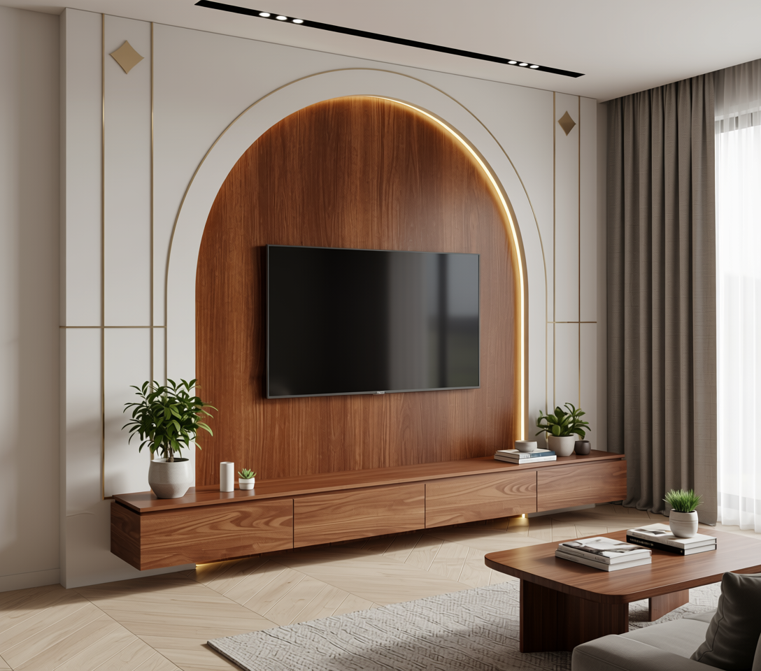 Brown wood laminate with vertical grain and textured finish.