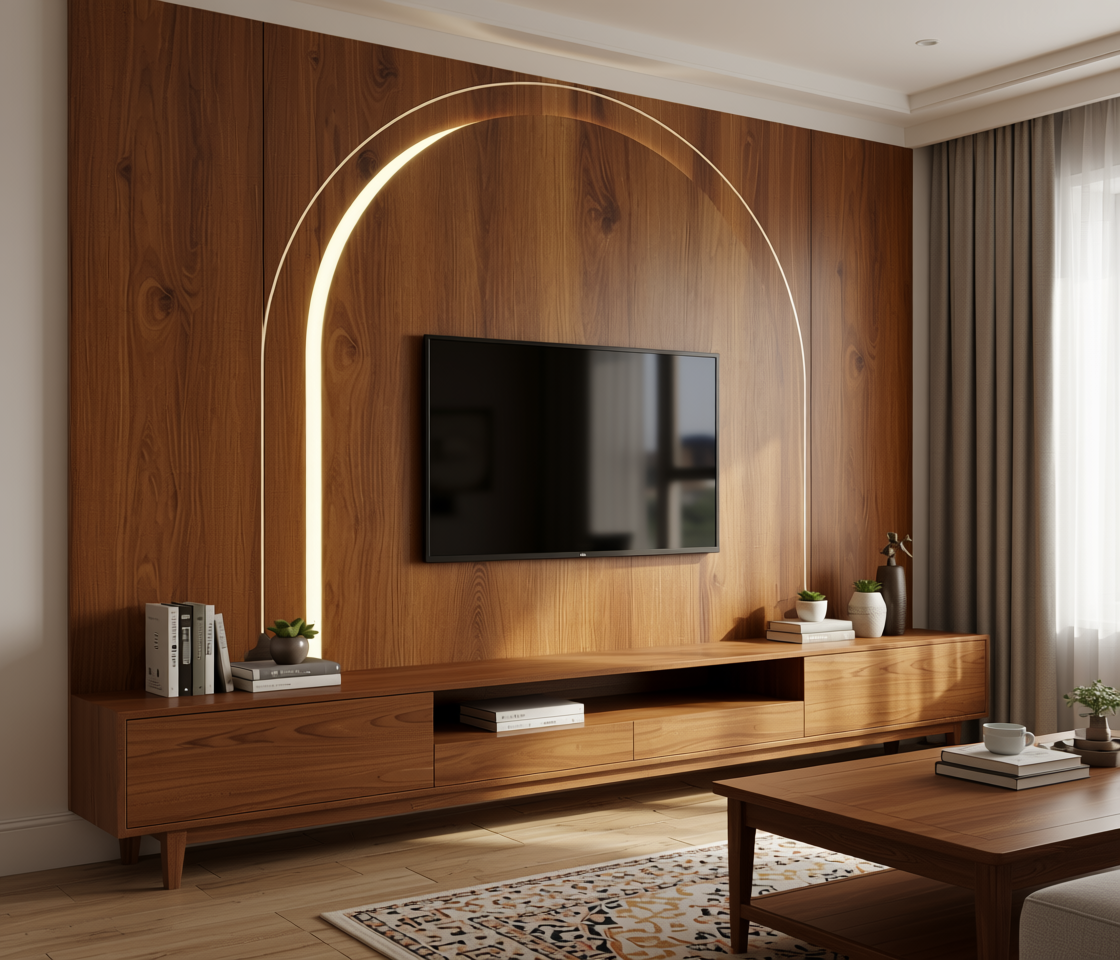 Brown wood laminate with textured finish and vertical grain pattern.