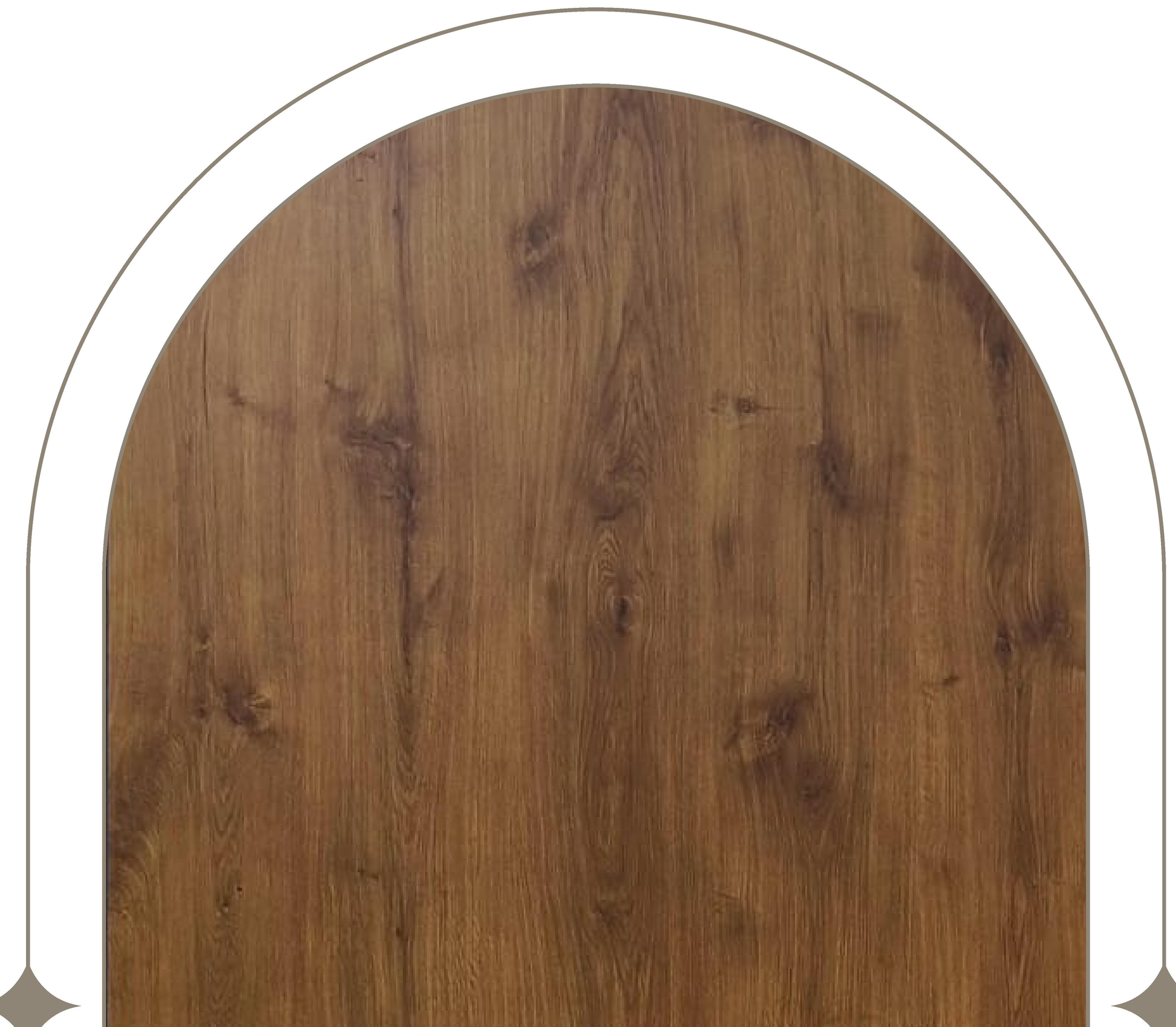 Brown laminate with wood grain texture and vertical grain direction.