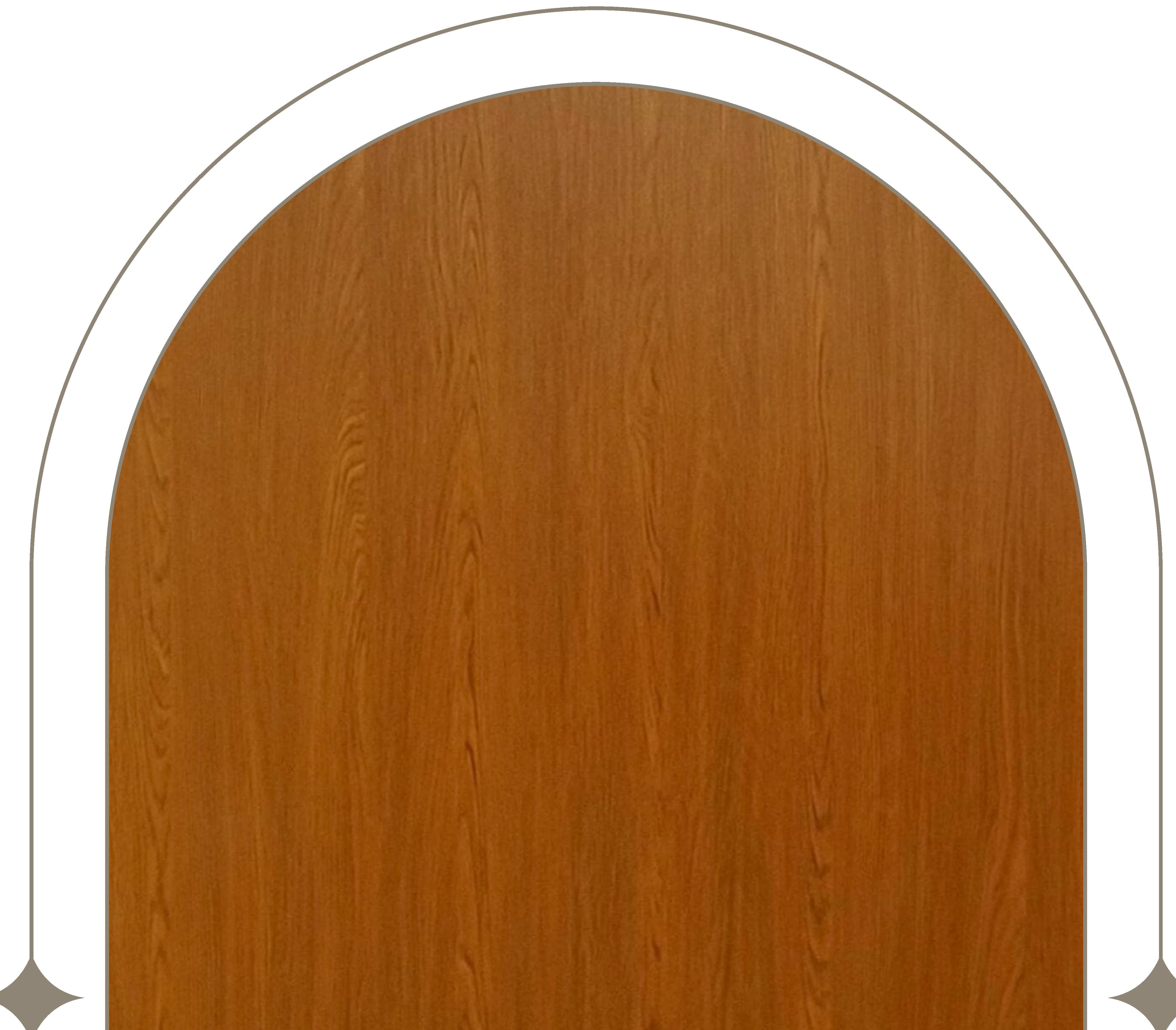 Brown laminate with wood grain texture and arched design on white background.