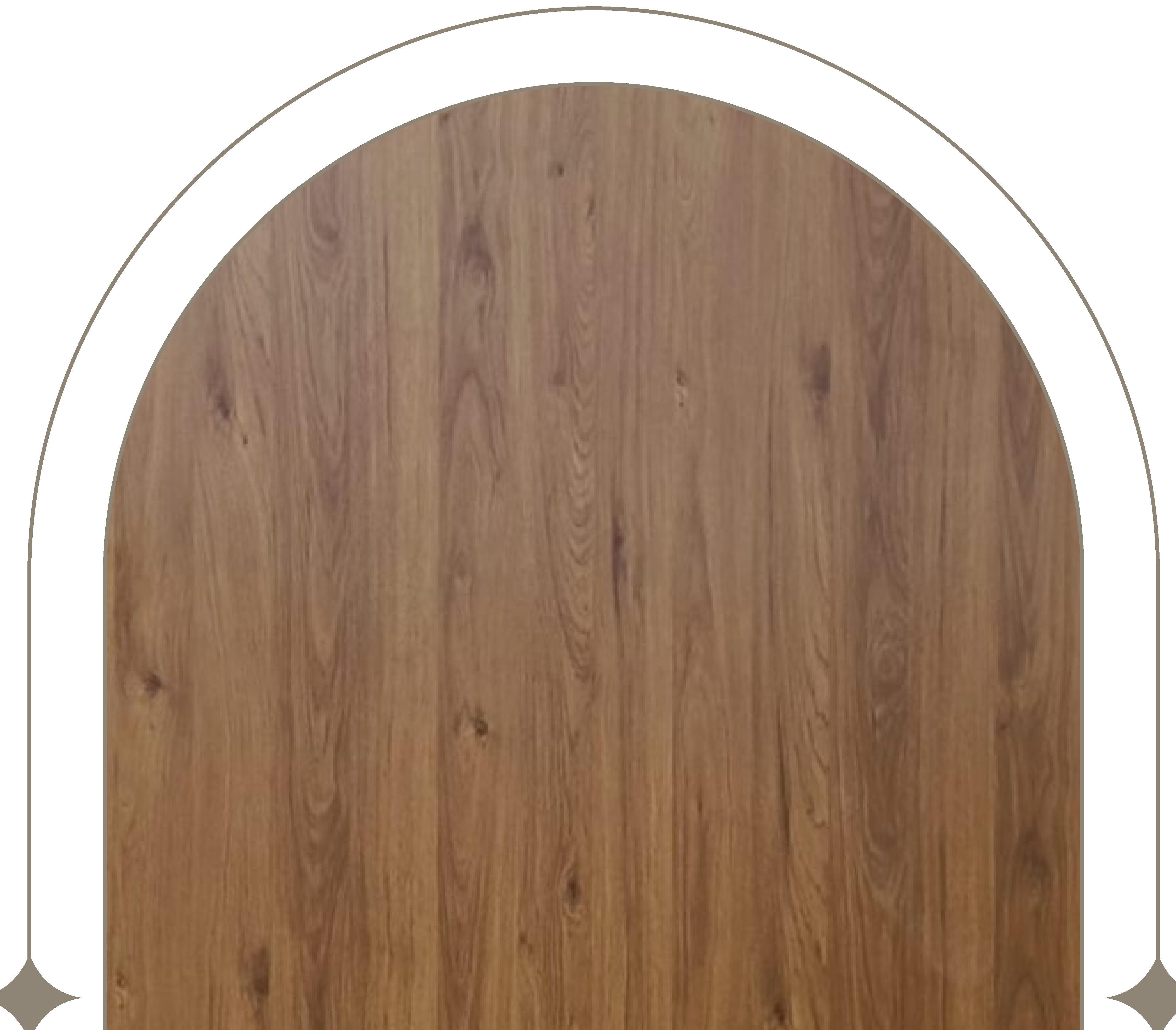 Brown laminate with wood grain texture and vertical grain direction.