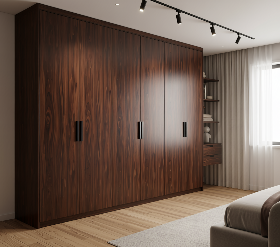 Brown wood laminate with vertical grain texture and matte finish.