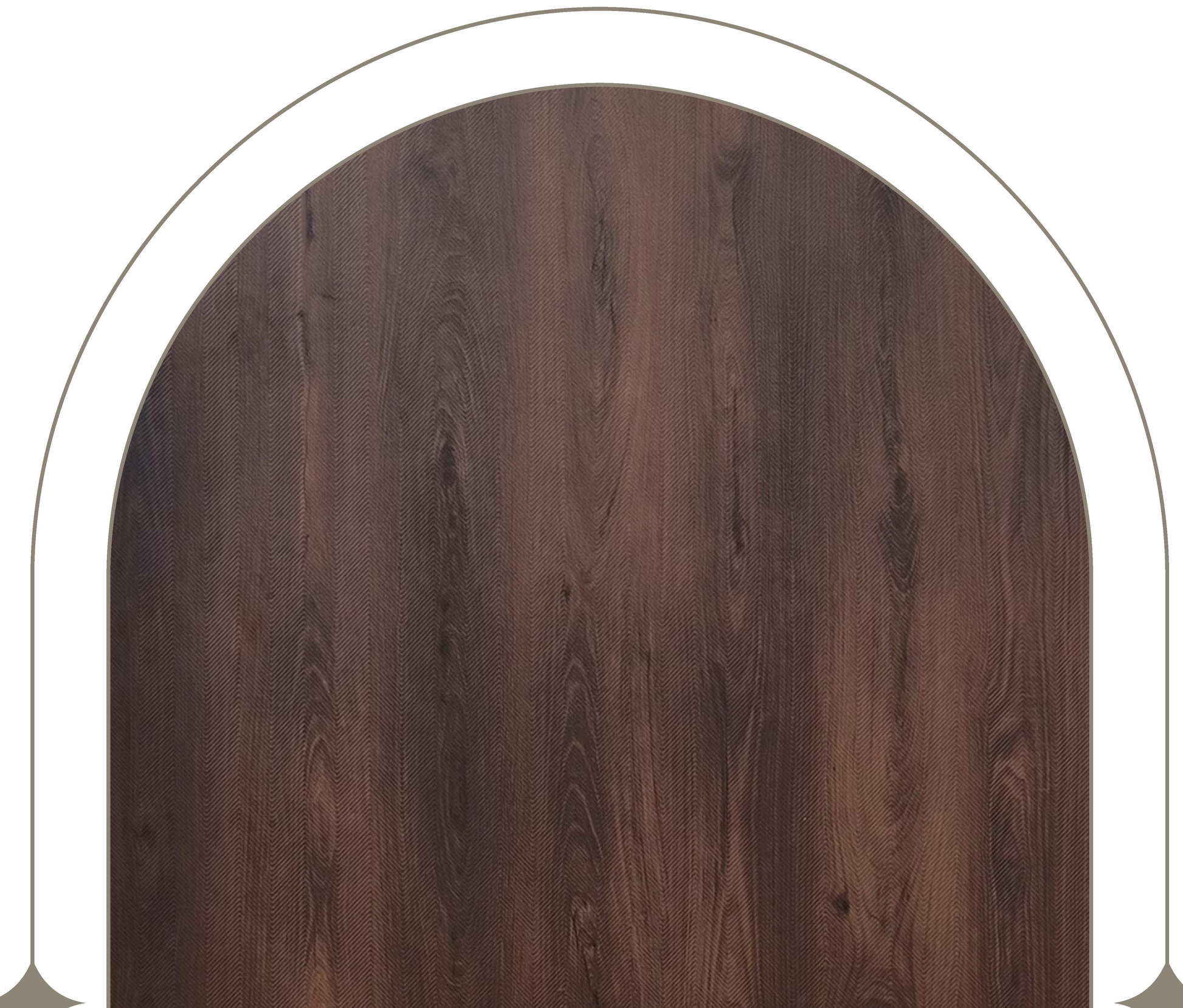 Brown laminate with textured wood grain pattern and arched design.