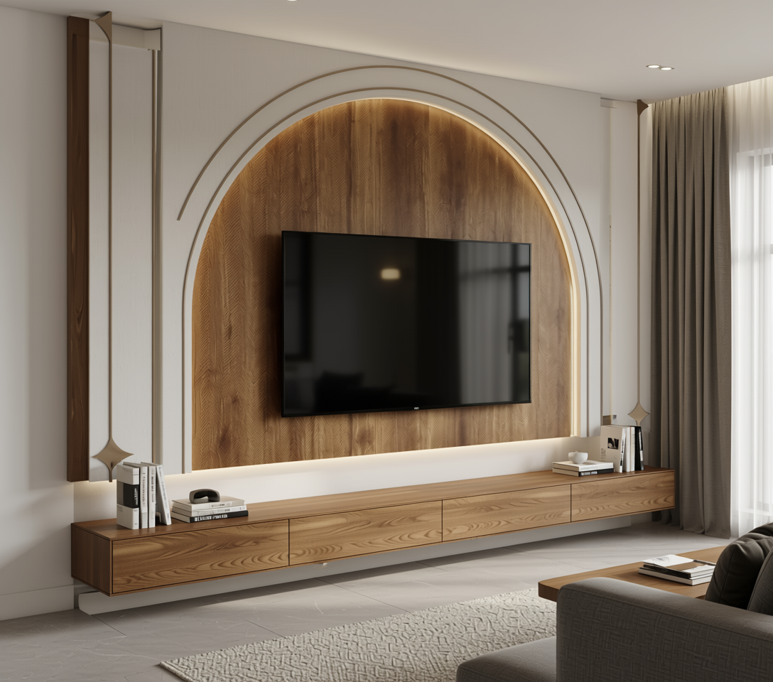 Brown laminate with textured wood grain pattern and vertical grain direction.