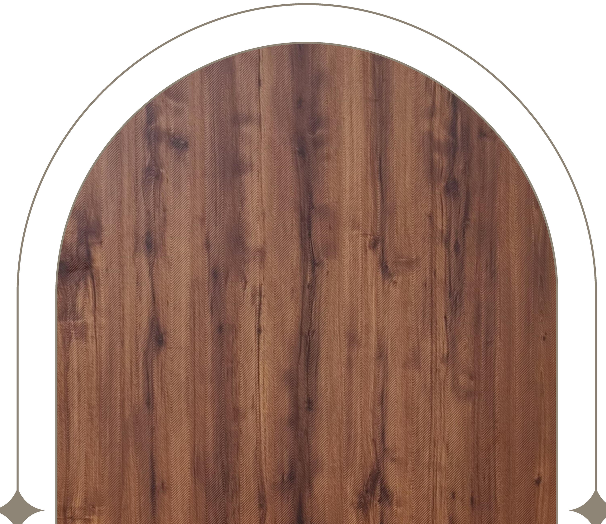 Brown wood laminate with textured herringbone pattern and dark grain accents.