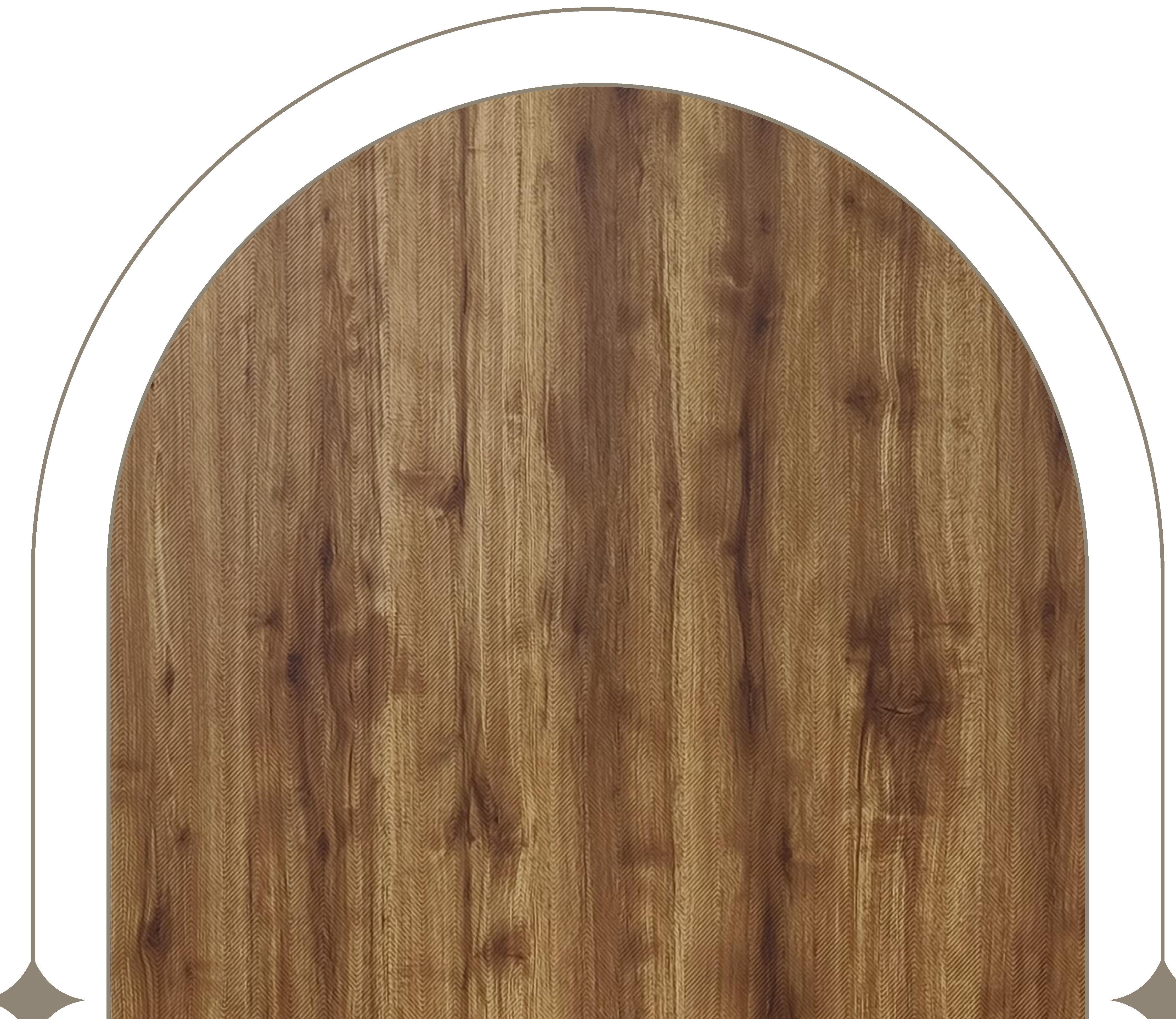 Brown laminate with textured wood grain pattern and vertical grain direction.